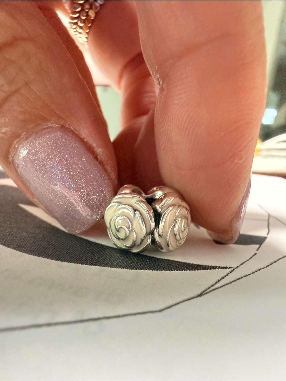 Pandora Silver Rose Charm Pair